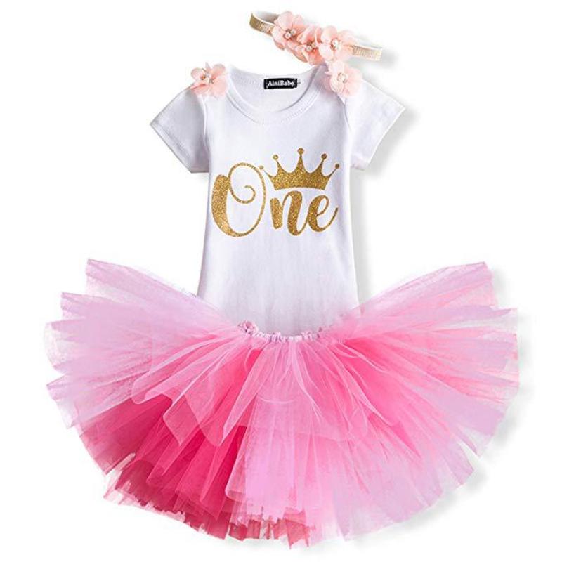 Cute Elegant Baby Girl Clothes Birthday Clothing Pink Party Baby Skirt Outfits Toddler Kids Baby Girl Clothes