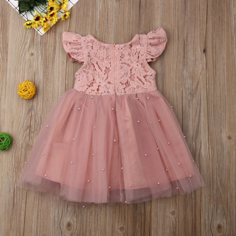 Wholesale Customized lace Short Sleeve O-Neck Kids Wear Girls Cute Elegant Layered Dresses