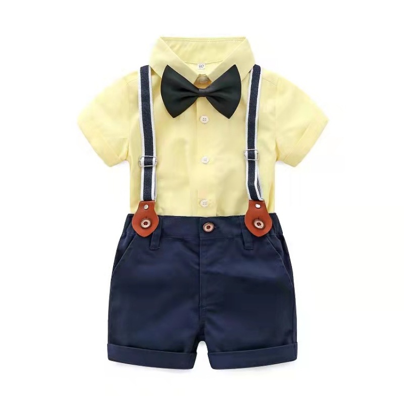 Conyson High Quality kids Summer Gentleman Short Sleeve Shirt+suspender Shorts 2pcs Outfits Baby Boys Pants Clothing Sets