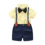 Conyson High Quality kids Summer Gentleman Short Sleeve Shirt+suspender Shorts 2pcs Outfits Baby Boys Pants Clothing Sets