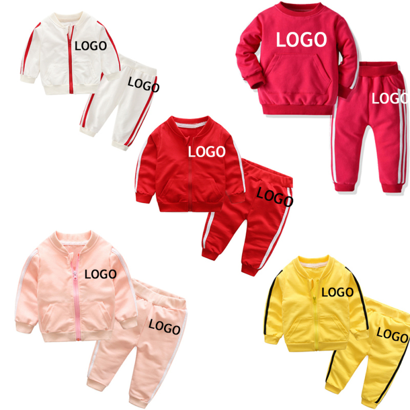 Conyson Custom Baby Clothing Sets Unisex Boy Girls Clothes 2Pcs Outfits Fleece Hooded Tops Pants Kids Tracksuit Sports Clothes