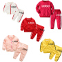 Conyson Custom Baby Clothing Sets Unisex Boy Girls Clothes 2Pcs Outfits Fleece Hooded Tops Pants Kids Tracksuit Sports Clothes
