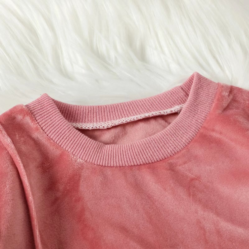 Conyson Pink Long Sleeve Sweater Bowknot Skirt 2 Piece Kids Girls Clothing Set Thick Hoodie Winter Children Girls Solid Outfits