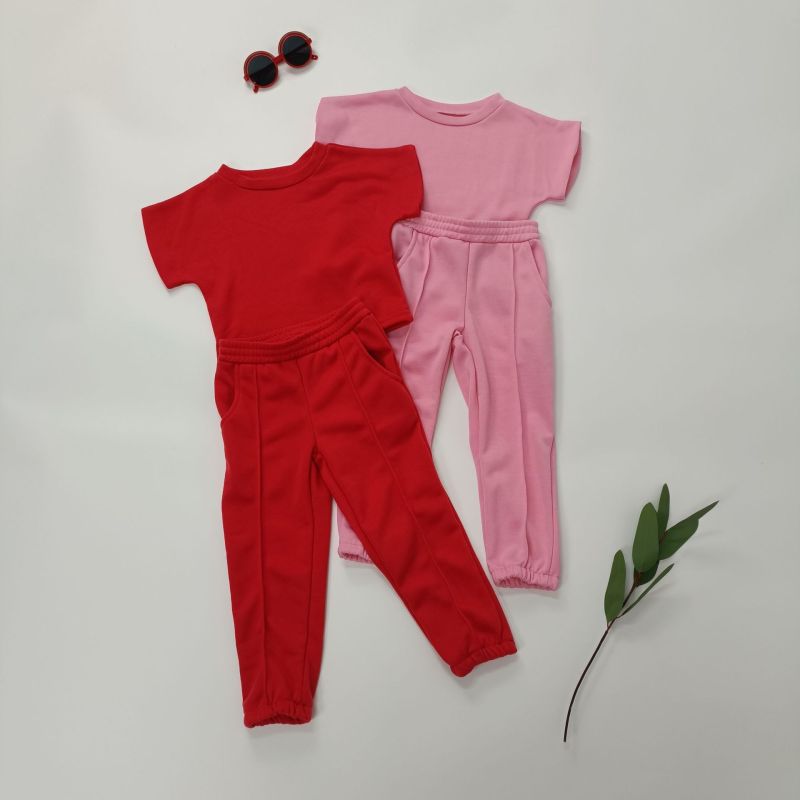 Conyson New Fashion kid two piece cotton set 2Pcs short sleeve two-piece child's wear outfits  Teenage Clothes kid boutique