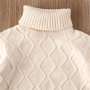 Fashion Fall Warm Winter Kids Baby Girls Turtleneck Knit Sweater Tops Plaid Print Mini Skirt Outfit Set