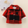 Conyson New Toddler Girls Plaid Lapel Collar Button Design Coat Jacket for Girls Boy Baby Kids Winter Children's Warm Outerwear