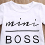 Conyson Wholesale Short Sleeve Pu Leather print logo Skirt Korean Child Girls Summer 2Pcs Clothes Clothing Set