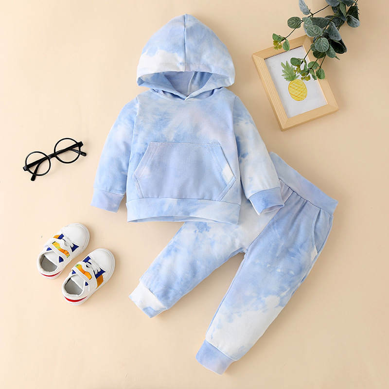 2021 new arrival tie dye autumu winter long sleeve hooded sweaters girls and boys clothing kids clothes baby outfits