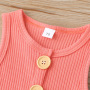Conyson fashion hot sale ins boutique stripe Cotton Infant kid headband Sleeveless button one-piece Baby Summer Clothing Rompers