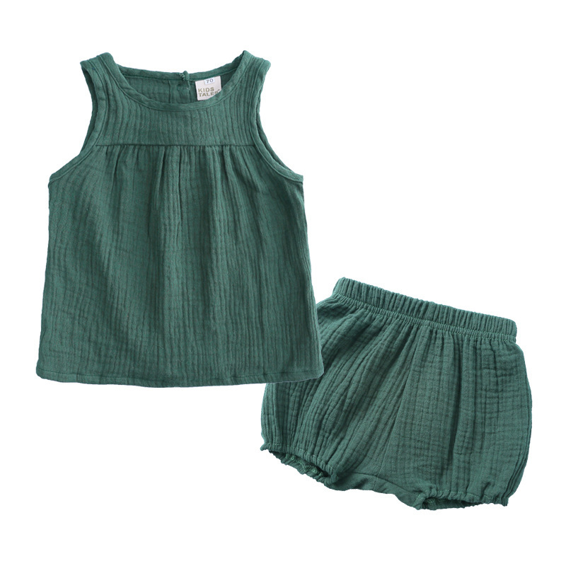 Conyson High Quality Outfit Summer Newborn Organic Solid Infant Brand Clothes Unisex Matching Suit 2 Pieces baby clothing Set