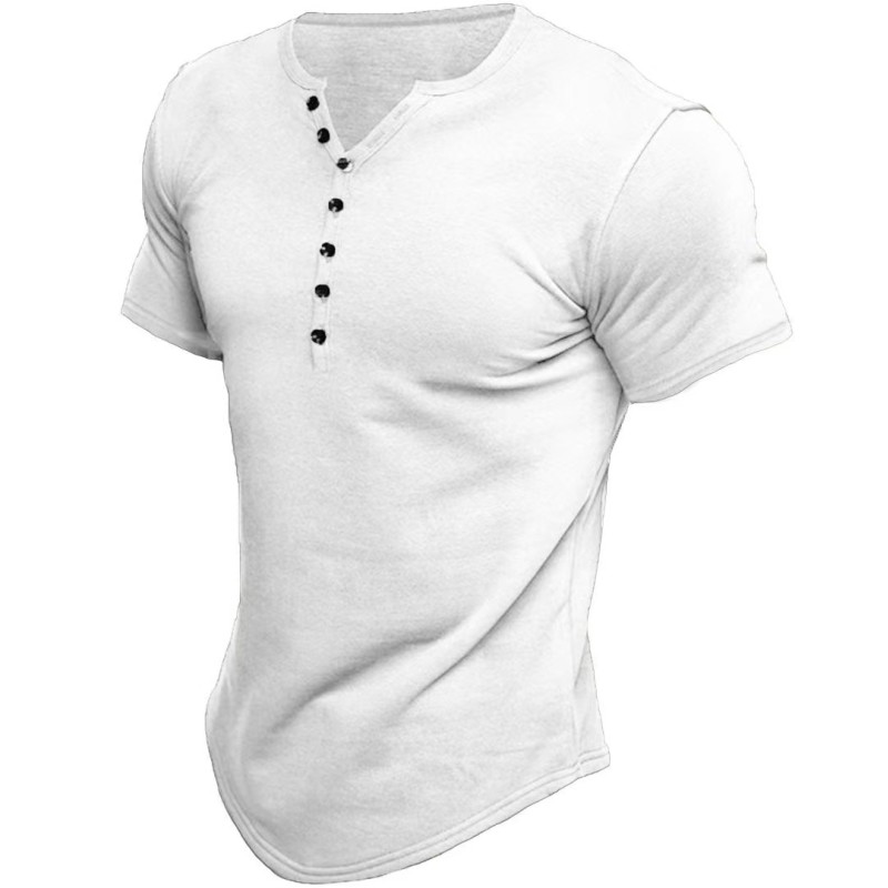 Conyson Europeon Style Good Quality Summer Pure Color Organic Cotton Vintage Loose Breathable Men's Button T-shirt Polo t Shirts