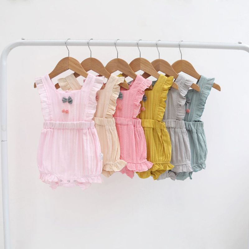 Conyson Summer Cute Baby Girls Romper 2pcs Ruffles Sleeveless Flowers Solid Jumpsuits With Hats Baby Kids Clothes Outfit Sets