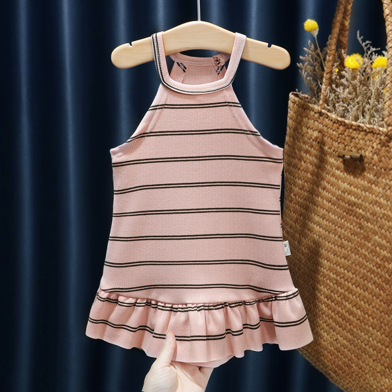Conyson baby girls dress toddler summer 1-6years occasion sleeveless slip stripe dress fancy children party simple girls dress