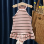 Conyson baby girls dress toddler summer 1-6years occasion sleeveless slip stripe dress fancy children party simple girls dress