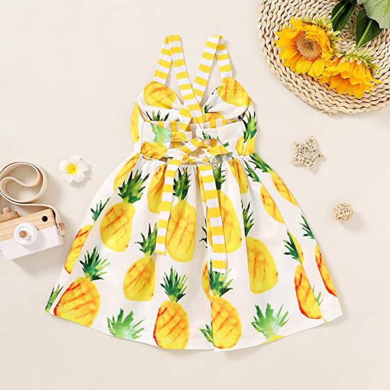 Conyson Wholesale Princess Girls Summer Toddler Kids Sleeveless Ice Cream Print Strap Tutu Party Dress Sundress Clothes Casual