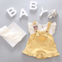 2021 Children's Cute Stripe High Quality Summer New Fashion Little Girls Striped Blouse With Suspenders 2 Piece Set