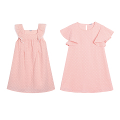 Modern Sleeveless O-Neck Knee-Length Dot Print Summer Girl Cotton Simple Design Dresses Wholesale Latest
