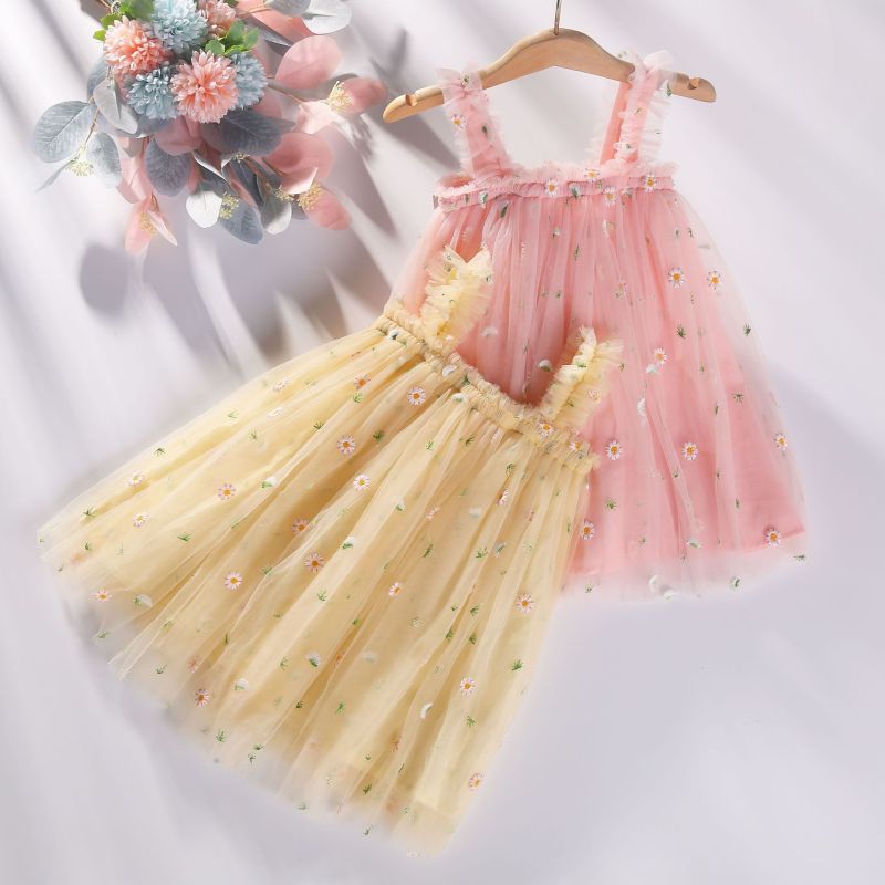 Korean Mesh Dot Sleeveless Children Princess Dress Kids Clothing Kids Clothes Girl Dress For Baby Girl