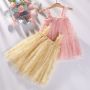Korean Mesh Dot Sleeveless Children Princess Dress Kids Clothing Kids Clothes Girl Dress For Baby Girl