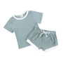 new style fashion casual short sleeve shirt and shorts set kids children's wear baby girl summer clothing cotton outfit sets