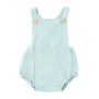 Conyson Wholesale Summer Pure Color Button Short Sleeve Bodysuit Girls Linen Newborn Suspenders Triangle Rompers for Toddlers