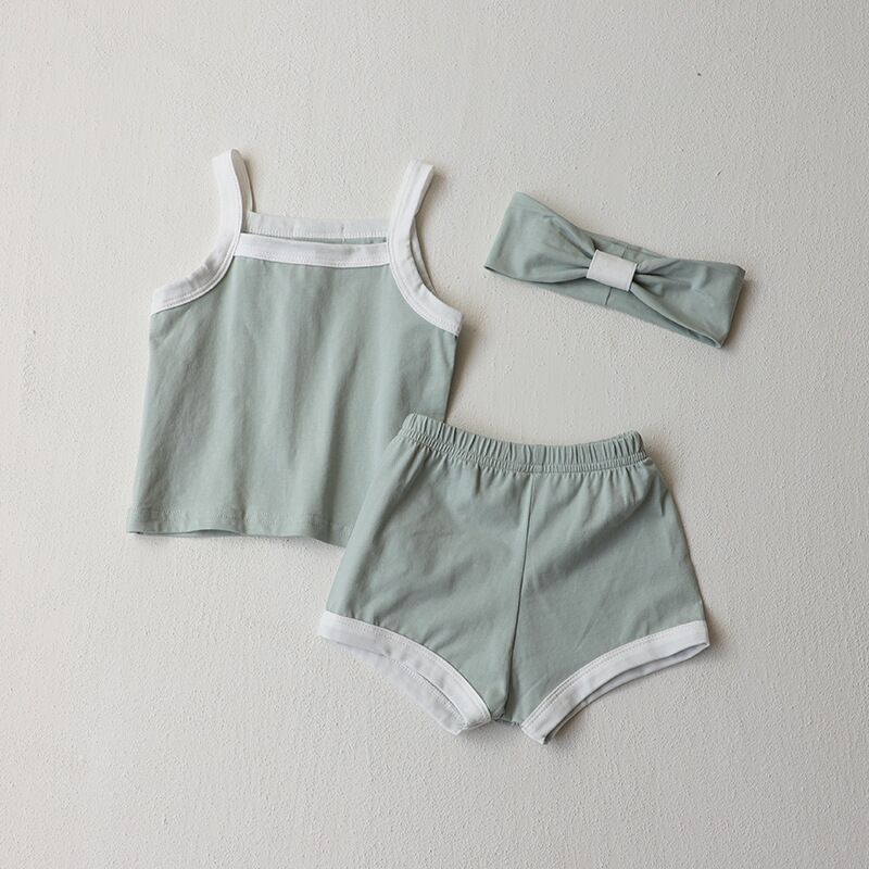 Conyson Newborn Baby Clothes Toddler Girls Wear Solid Sleeveless Top Shorts Kids Cotton Boutique Baby Girls Tracksuits Sets