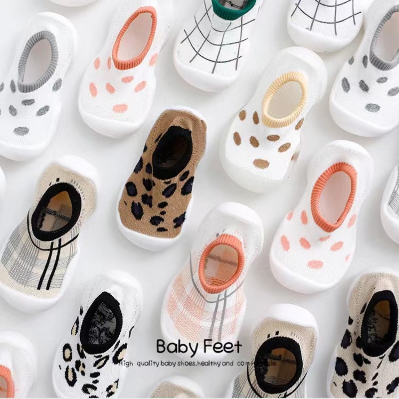 Conyson Wholesale Cute New Born 1-3 yrs Organic Cotton Anti Slip Leopard Indoor Floor Infant Girl Boy Baby Sock Toddlers Shoes