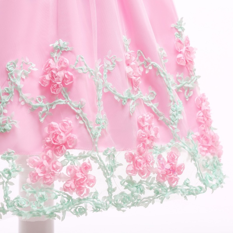 Conyson Wholesale Kids Clothes Summer Mesh Lace Sleeveless Flower Layered Princess Fashion Vintage Ceremony Clothing Tutu Dress
