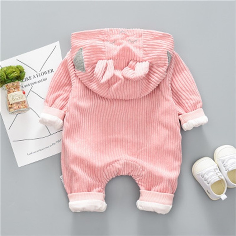 Outdoor Hooded Romper Long Sleeve Cartoon Set Plain Baby Clothes Romper For Children