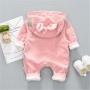 Outdoor Hooded Romper Long Sleeve Cartoon Set Plain Baby Clothes Romper For Children