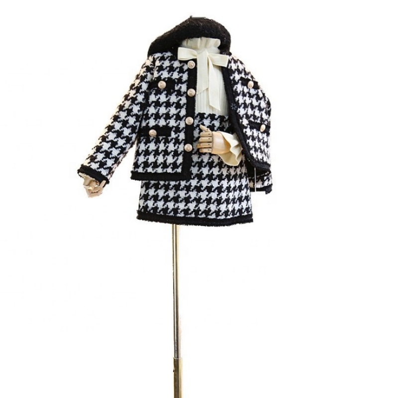 Hot Sale Girls 2 Piece Clothing Sets Plaid Jacket And Skirt Set Short Skirt And Cardigan Set