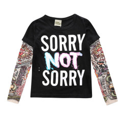 Conyson Bulk Custom Logo Unisex Children's Spring Boy T-shirts Vest Long-sleeved Splicing Hip Pop Style Tattoo Arm Boy Shits