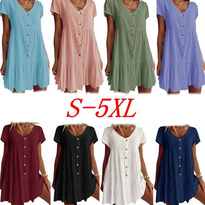 ready to ship one piece solid color loose clothing woman Online order clothes top women t-shirt casual long apparel ladies dress