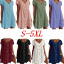 ready to ship one piece solid color loose clothing woman Online order clothes top women t-shirt casual long apparel ladies dress