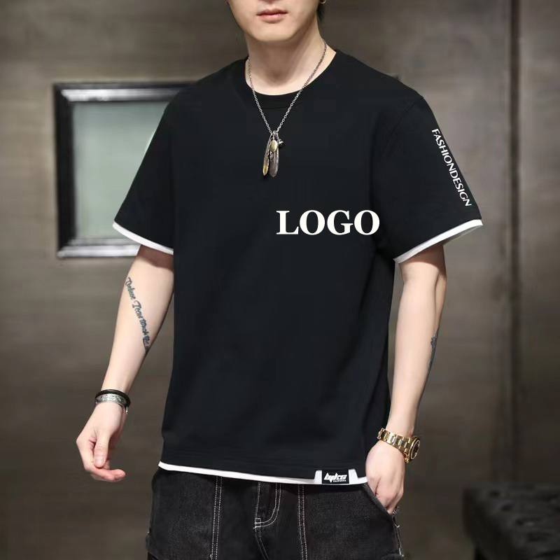 Conyson Wholesale Spring Summer 180gsm Oversized T Shirt Custom 100% Cotton Printing Logo Printed White Black men's T-shirt