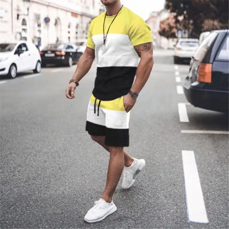 hot sale designers Custom logo Made Outdoor men's fashion jogger Clothes suit clothing summer two-piece adult t-shirts short Set