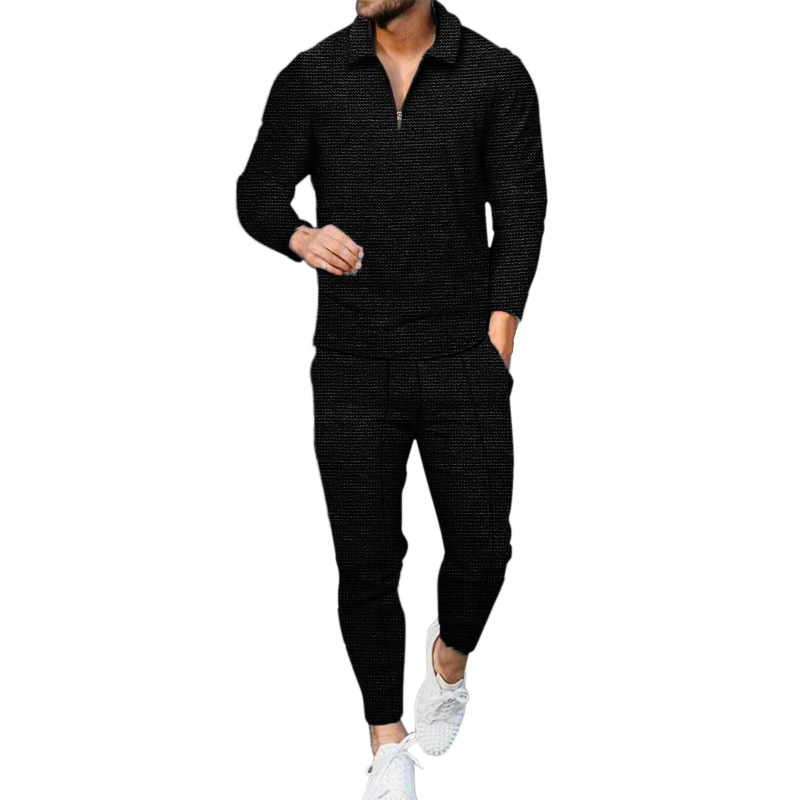 Wholesale Spring 2023 Designer Custom Logo Solid Long Sleeve Street men's sports leisure long-trousers two-piece men Set