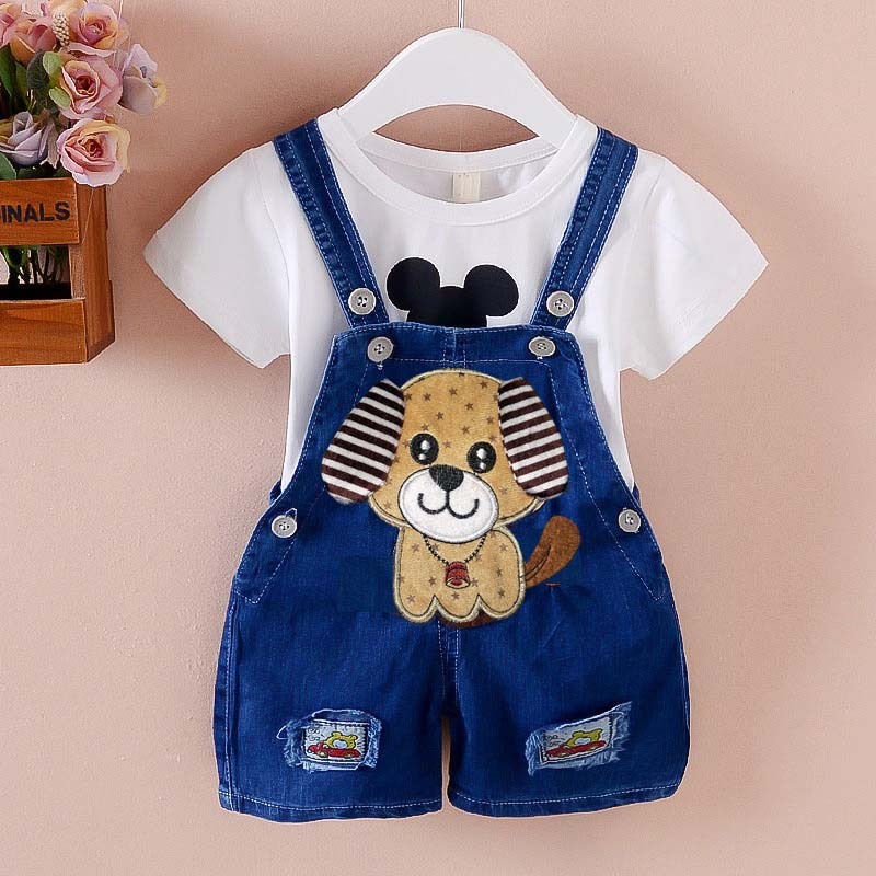 Conyson Summer Fashion Infants Girls Clothing Boy Print Pants Casual Cartoon Cloth Jeans Baby Denim Short Overalls trousers