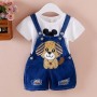 Conyson Summer Fashion Infants Girls Clothing Boy Print Pants Casual Cartoon Cloth Jeans Baby Denim Short Overalls trousers