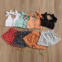 Conyson Toddler Baby Girl Summer 2Pcs Set Solid Bandage Suspender Tops + Polka Dot Elastic Heart Short Pants Casual Outfits