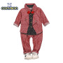 Conyson Wholesale Winter Long Sleeve Knitted Kids Boys Clothes 2Pcs Baby Boys Clothing Sets for Kids Wedding Casual Print Suit