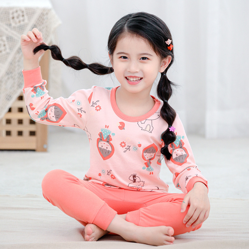 Wholesale Cute Long Sleeve Breathable Custom Kids Pjs Pyjamas Cartoon Kids Pajamas Sets