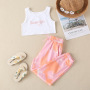 Conyson hot sale 2021 summer Trend Children's sleeveless tie-dye cotton Set Wholesale sweater Kids girls Clothing Sets