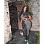 Custom Logo Patchwork Printed Camouflage Suits Jogger Sweatsuit Two Piece Outfits 2022 Summer Women Sports Sets