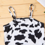 Conyson Wholesale Summer Sleeveless Printing Vest Top+PU Skirts Kids Girls Casual Fashion 2pcs Outfits