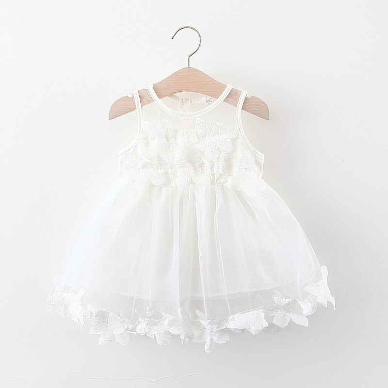 Conyson Wholesale Hot Sale 2022 Summer Cool Sweet Beach Kids Clothes Cute Lace Sleeveless Baby Girls Cotton Birthday Mini Dress