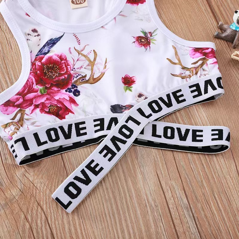 Conyson Summer Fashion Little Girls Tracksuits Flower Printing Sleeveless Vest Shorts 2pcs Sportswear Children Girls Outfits
