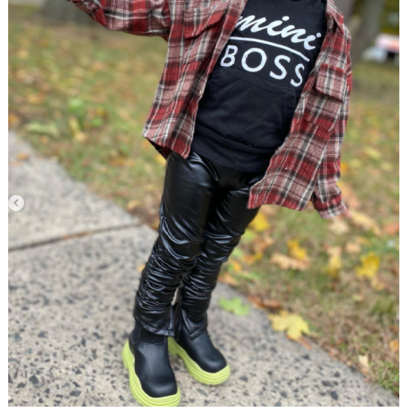 Conyson Wholesale Kids Summer Leather Stacked Pants Pleated Pants Little Girls Toddler Girls Pants Set