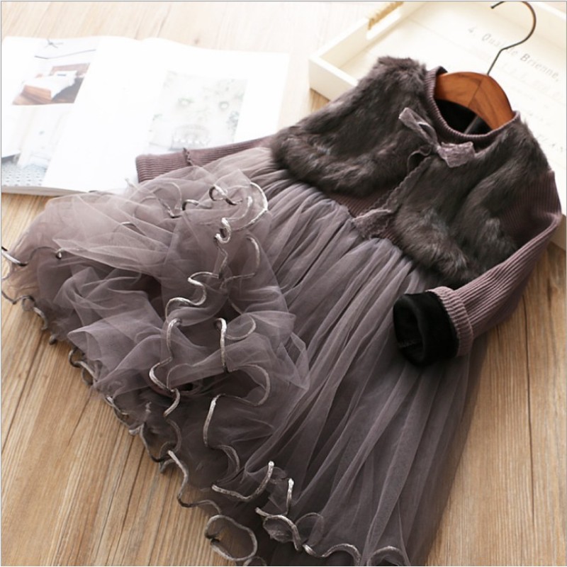 Customized Good Quality Girls Winter Two-piece Dresses Girls Double Layered Dress Long Sweater Dresses