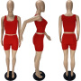 Conyson Summer Custom Logo 2 Piece Short Clothes Set Women Casual Solid Sleeveless Loungewear Women Clothing Suits